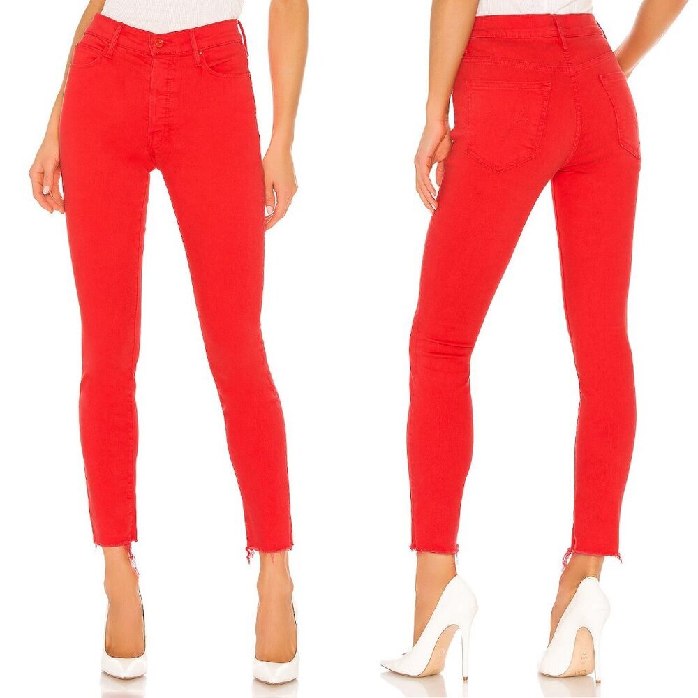 MOTHER Stunner Ankle Step Fray in Tomato Jeans Size 27